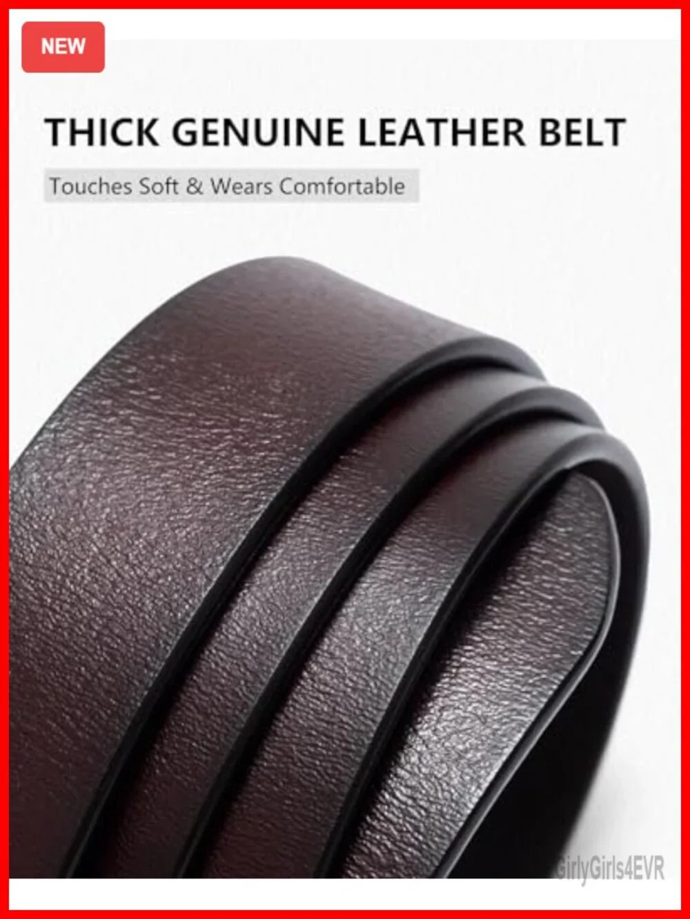 Genuine Leather Women's Belt with Gold Buckle for Jeans Pants